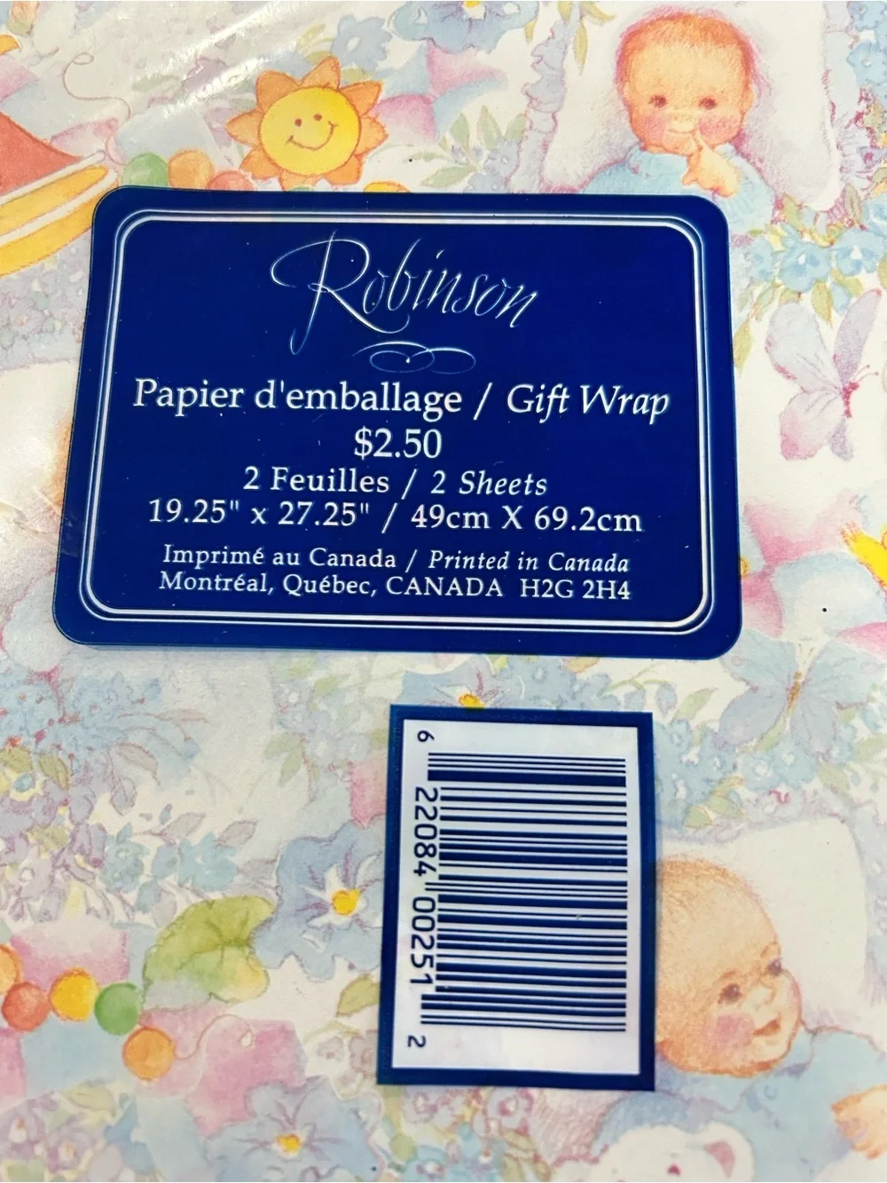 Vintage Robinson Baby Gift Wrap 7 Sealed Packs 14 Sheets